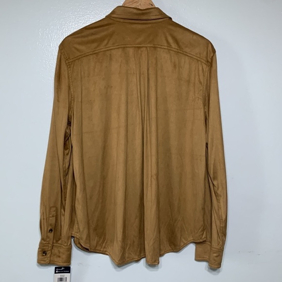 Chaps New Long Sleeve Faux Suede Button Down Shirt Size XL Color Fawn - Picture 5 of 5
